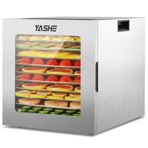 YASHE 10-Tray Stainless Steel Food Dehydrator, 10 Presets, 48H Timer, 850W, for Jerky, Herbs, Meat, Fruits, Dog Treats, Recipes Included - 1 of 4