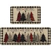 Buffalo Plaid Xmas Tree Merry Christmas Kitchen Mats Set of 2, Winter Home Decor Low-Profile Kitchen Rugs for Floor - 17x29 and 17x47 Inch - 2 of 2