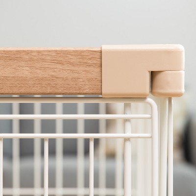 Tall Light Brown and White Metal Dog Crate with Sliding Door