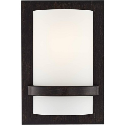 Crisp Iron Oxide Cylinder Wall Sconce with Etched Opal Glass