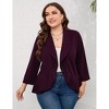 Women's Ruffled Hem Blazer Cardigan, Single-Button Lapel Jacket with 3/4 Sleeves for Casual & Office Wear - 2 of 4