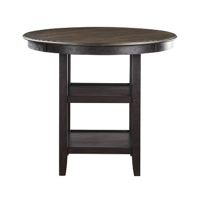 CAVINAS Round Dining Table Transitional Style Counter Height Table with 2 Display Shelves