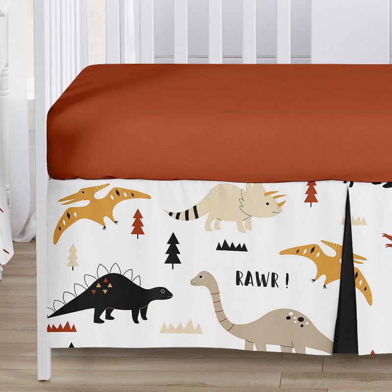 Sweet Jojo Designs Boy or Girl Gender Neutral Unisex Baby Crib Bedding Set - Mod Dinosaur Black Orange and Beige 4pc, 5 of 8