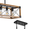 Rectangular Chandelie, 5-Light Retro Farmhouse Chandelier For Kitchen, Living room, Dining room Walnut(No Bulbs, Without Power) - 3 of 4