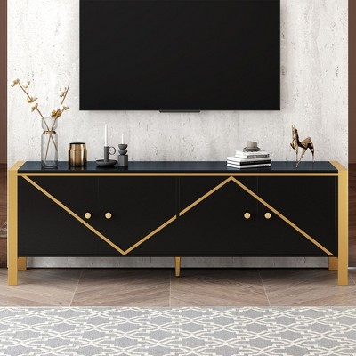 NicBex TV Stand Modern Minimalist TV Cabinet Entertainment Center with 2 Spacious Cabinets for TVs up to 75 Inches for Living Room