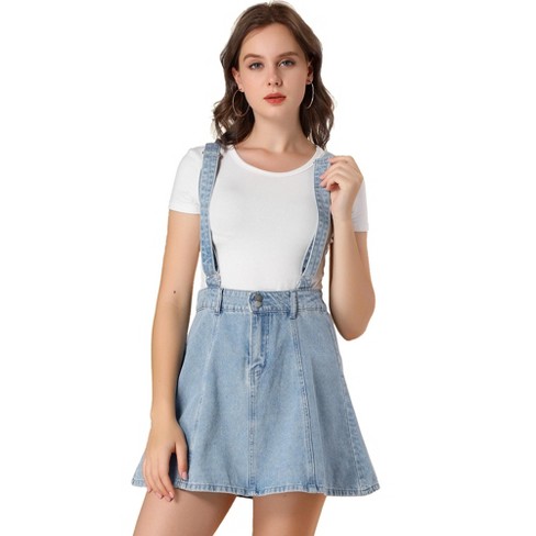 Blue jean 2025 suspender skirt