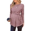 Ekouaer Women's Maternity Shirts Long Sleeve Pregnancy Tops Casual Ribbed Knit Winter Pregnant Blouses - 3 of 4