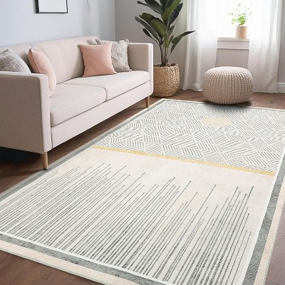 Garvee Modern Geometric Soft Area Rug,Thin Foldable Low Pile Floor Carpet,Non Slip -Stain Resistant Rug