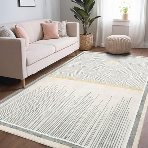 Garvee Modern Geometric Soft Area Rug,Thin Foldable Low Pile Floor Carpet,Non Slip -Stain Resistant Rug - 1 of 4