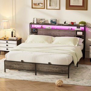 Aheaplus Bed Frame with Charging Station and RGB LED Lights - 1 of 4