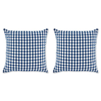 2pk 20"x20" Oversize Gingham Square Throw Pillows Navy/Off White - Design Imports