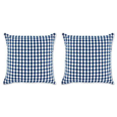 2pk 20"x20" Oversize Gingham Square Throw Pillows Navy/Off White - Design Imports