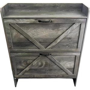 Slim Shoe Storage Cabinet with 2 Drawers, Freestanding Hidden Entryway Shoe Rack, Modern Space-Saving Metal-Leg Organizer Unit - 1 of 1