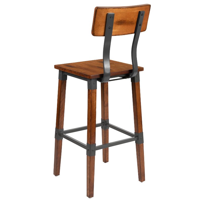 Merrick Lane Bar Height Dining Stools with Steel Supports and Footrest in Walnut Brown - Set Of 4, 5 of 19