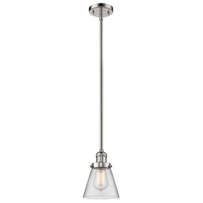Cone - 1 Light Stem Hung Mini Pendant In Industrial Style-8 Inches Tall and 6 Inches Wide