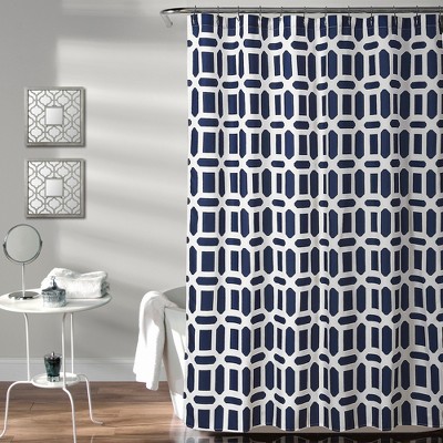 Sequoia Geo Shower Curtain Navy - Lush Décor