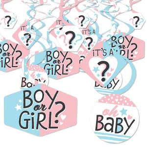 Big Dot of Happiness Baby Gender Reveal - Team Boy or Girl Party Hanging Decor - Party Decoration Swirls - Set of 40 - 1 of 4