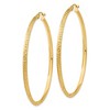 Black Bow Jewelry 2.5mm x 55mm 14k Yellow Gold Knife Edge Diamond-Cut Round Hoops - 2 of 4