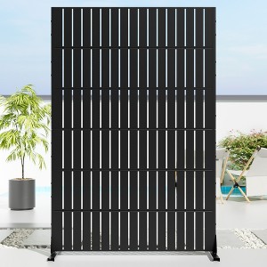 Wooakway 47" x 72" Black Metal Garden Trellis Privacy Screen Indoor Outdoor Room Divider Lattice Panel - 1 of 4