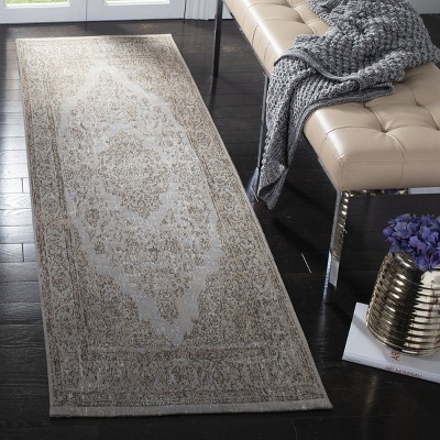 Gray Flat Woven Vintage Cotton Runner Rug