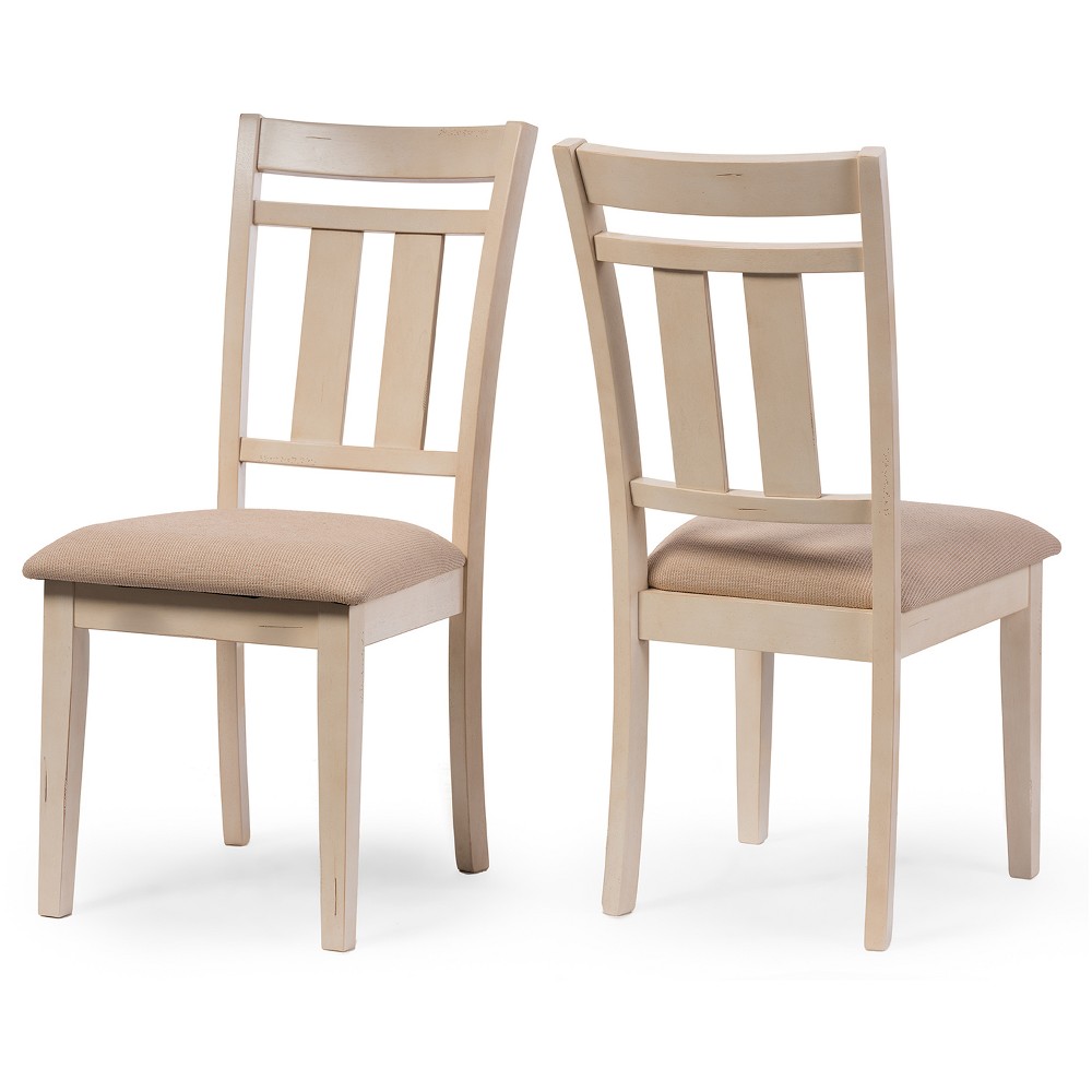 Set of 2 Roseberry Chic French Country Cottage Antique Oak Wood & Distressed White Dining Side Chairs Cream - Baxton Studio was $220.99 now $165.74 (25.0% off)