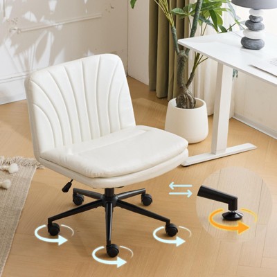 KTMBDW Criss Cross Chair with Wheels Comfy Cross Legged Office Desk Armless Wide Vanity Makeup Chair Adjustable Rolling Computer for Home Office