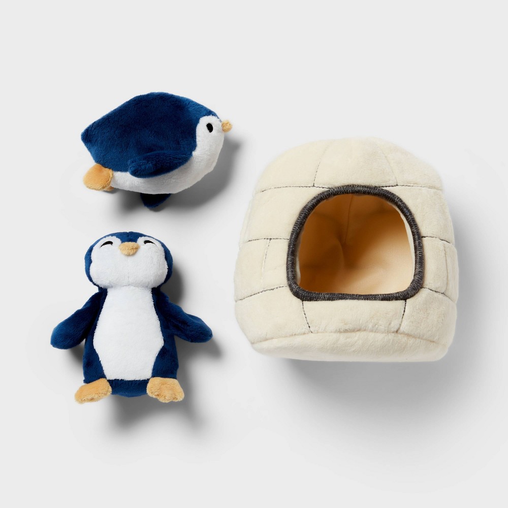 Burrow Penguin Dog Plush Toy Set - Blue - 3pk - Wondershop™