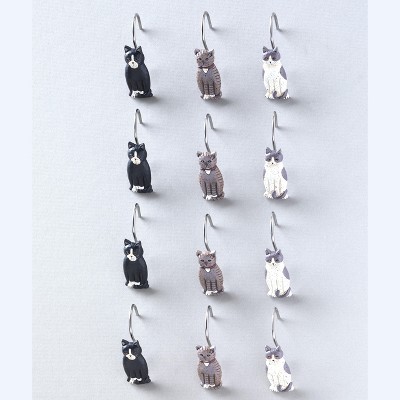 Lakeside Country Cats Bathroom Shower Curtain Hooks for Hanging - Set of 12
