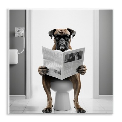Stupell Industries Boxer Dog & Newspaper, 12" x 12"