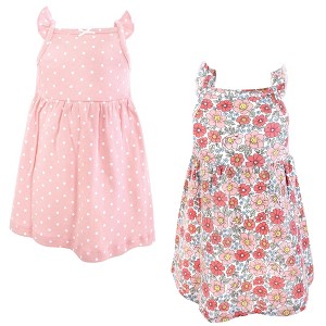Hudson Baby Infant and Toddler Girls Cotton Dresses, Coral Pretty Floral - 1 of 4