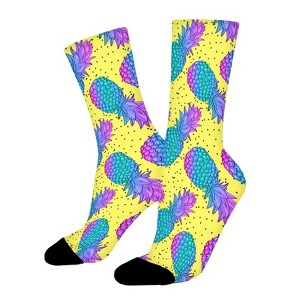 Rainbow Pineapple Women Printed Crew Socks Funny Funky Socks Soft Polyester Novelty Gifts for Artists Men - 1 of 1