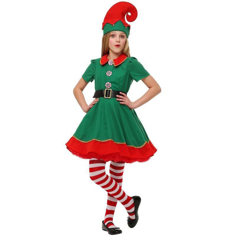 HalloweenCostumes.com Girls Holiday Elf Costume, 1 of 7