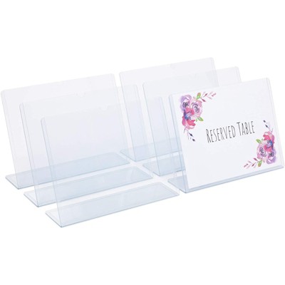 Juvale 6 Pack Clear Sign Stands Display, Plastic Paper Holder for Table Top (11 x 8.5 in)