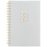 Sugar Paper Essentials 2023-24 Academic Planner 5.5"x8.5" Weekly/Monthly Wirebound Frosted Green with White Dot