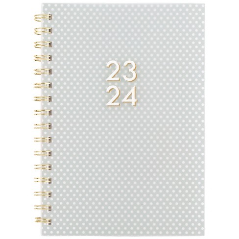 Sugar Paper Essentials 2023-24 Academic Planner 5.5"x8.5" Weekly/Monthly Wirebound Frosted Green with White Dot - image 1 of 4