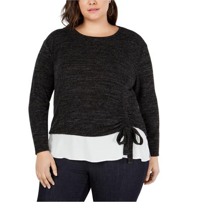I.N.C International Concepts Womens Layered Look Pullover Sweater, Black, 4X