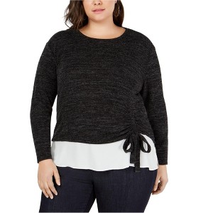 I.N.C International Concepts Womens Layered Look Pullover Sweater, Black, 4X - 1 of 1