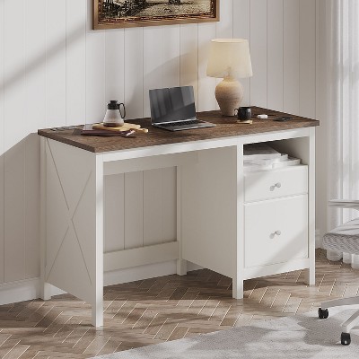 PAGED Stylish Gaming Desk with USB-A Ports, Home Office Desk with Wooden Legs, Computer Desk for Living Room