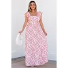 Amaryllis Women’s Smocked Midi Dress Adjustable Tie Straps Tiered Skirt Botanical Floral Print - 4 of 4