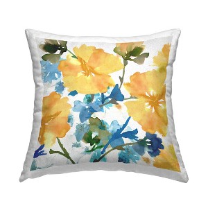 Stupell Industries Blue & Yellow Hibiscus Indoor Decorative Throw Pillow, 18 x 18 - 1 of 3