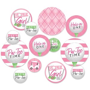 Big Dot of Happiness Golf Girl - Pink Birthday Party or Baby Shower Giant Circle Confetti - Party Decorations - Large Confetti 27 Count - 1 of 4