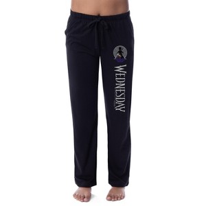 Wednesday Womens' TV Show Series Title Logo Character Sleep Pajama Pants Black - 1 of 4