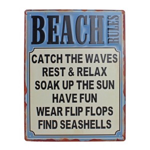 Beachcombers Beach Rules Iron Sign Wall Coastal Plaque Sign Wall Hanging Decor Decoration For The Beach 12 x 15.8 x 0.19 Inches. - 1 of 3