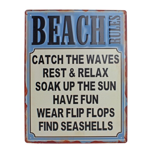 Beachcombers Beach Rules Iron Sign Wall Coastal Plaque Sign Wall