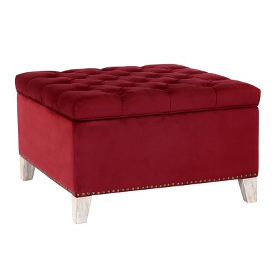 WestinTrends Square Velvet Tufted Storage Ottoman for Living Room Bedroom