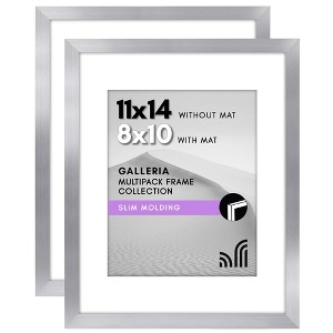 Americanflat 11x14 Picture Frame with Polished Plexiglass - Set of 2 - Use as 8x10 Frame with Mat or Display 11x14 Photo Without Mat - Galleria - 1 of 1