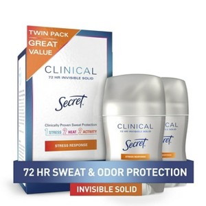 Secret Clinical Strength Invisible Solid Antiperspirant and Deodorant for Women, Stress Response, Twin Pack 1.6 oz each, 3.2oz Total - 1 of 4