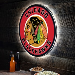 Evergreen Ultra-Thin Edgelight LED Wall Decor, Round, Chicago Blackhawks- 23 x 23 Inches Made In USA - 1 of 4