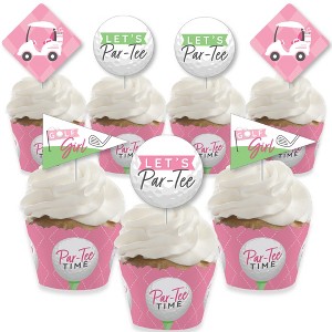 Big Dot of Happiness Golf Girl - Cupcake Decoration - Pink Birthday Party or Baby Shower Cupcake Wrappers and Treat Picks Kit - Set of 24 - 1 of 4