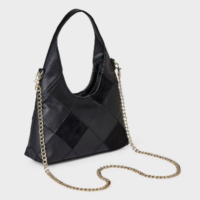 Universal Thread Square Patchwork Mini Slouchy Chain Handbag - Universal Thread™ Black — фото 3